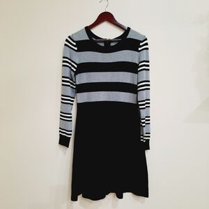 Eliza J Black and Gray Long Sleeve Dress